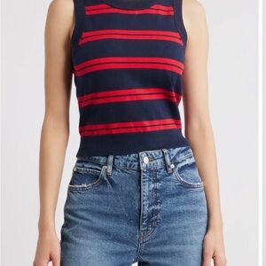 French Connection Padma Vest Navy with Red Stripes